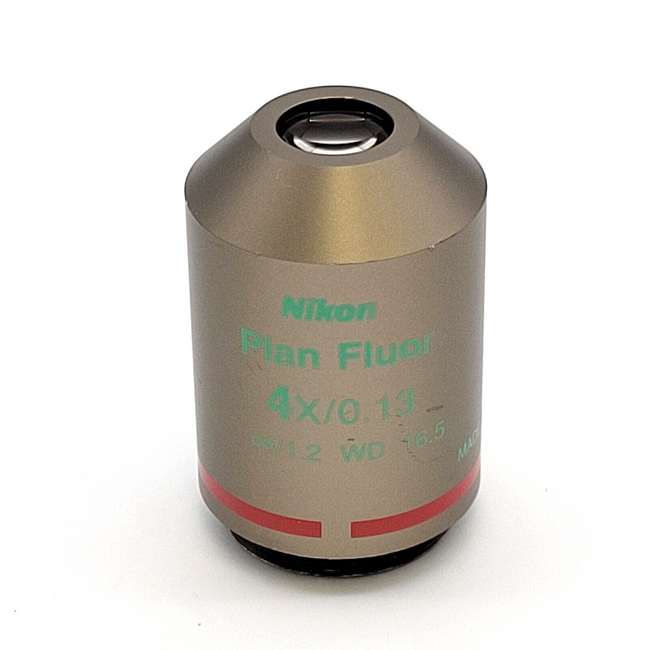 Nikon Microscope Objective CFI Plan Fluor 4x NA 0.13 PhL Phase Contrast - microscopemarketplace