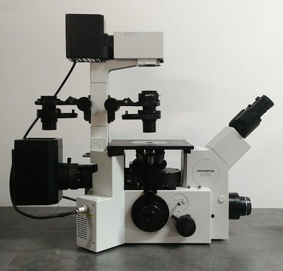 Olympus Microscope IX70 Dual Condensers w/ Fluorescence, Phase Contrast, and DIC - microscopemarketplace