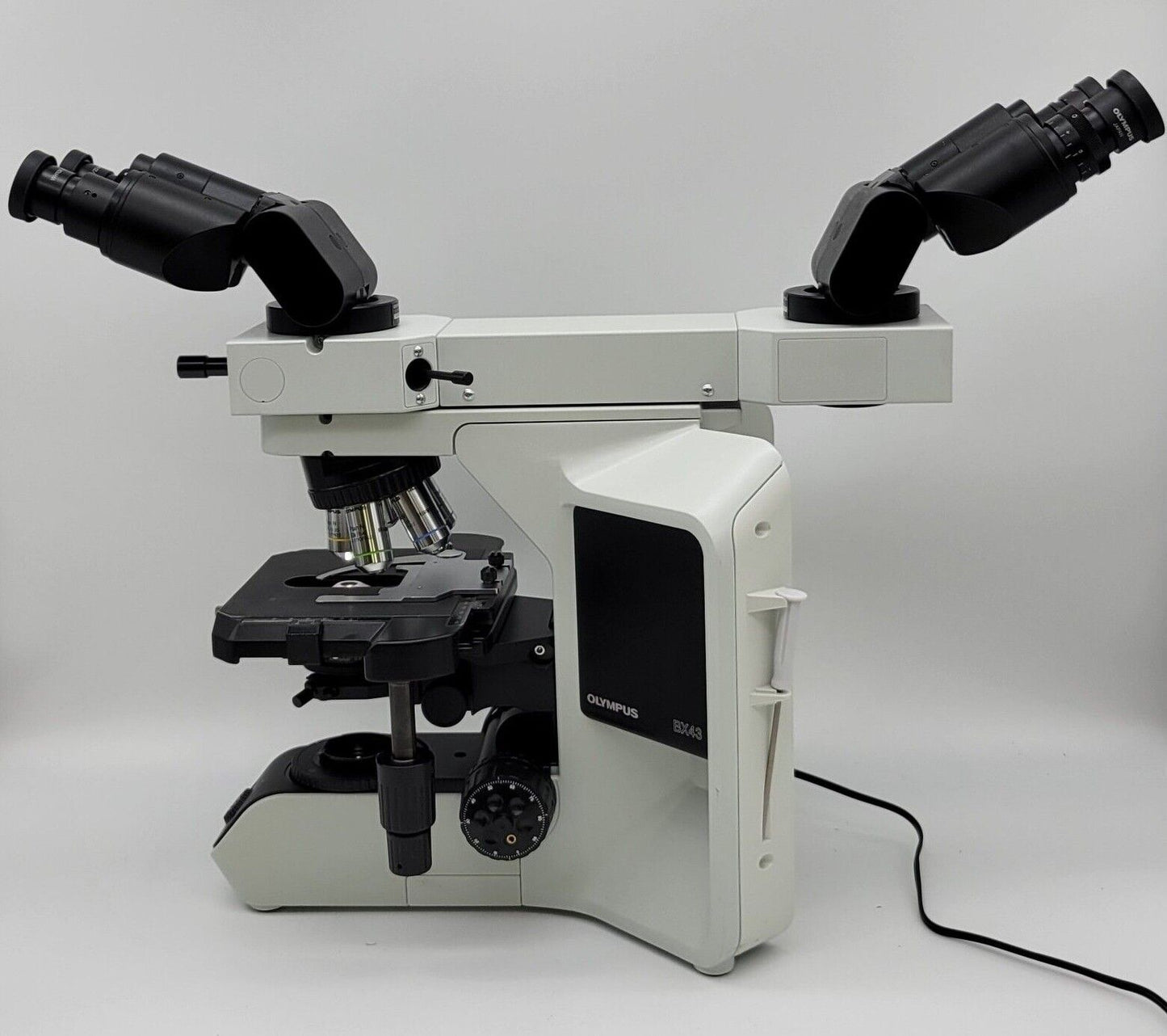Olympus Microscope BX43 with Front to Back Bridge & 2x Objective Pathology Mohs - microscopemarketplace